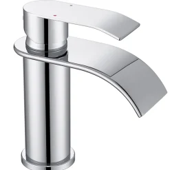 Robinet Salle de Bain Cascade, Mitigeur lavabo Rond Robinet lavabo Eau Froide/Chaude