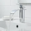 Robinet Salle de Bain Cascade Mitigeur de Lavabo Design Moderne pour Vasque Chromé en Inox