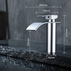 Robinet Salle de Bain Cascade Mitigeur de Lavabo Design Moderne pour Vasque Chromé en Inox
