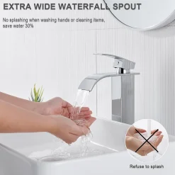 Robinet Salle de Bain Cascade Moderne, Auralum MaxMitigeur de Lavabo - Sortie Douce Sans Éclaboussures