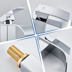Robinet Salle de Bain Cascade Moderne, Auralum MaxMitigeur de Lavabo - Sortie Douce Sans Éclaboussures