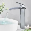 Robinet Salle de Bain Cascade Mitigeur de Lavabo Haut Robinetterie pour Vasque Chromé Design Moderne