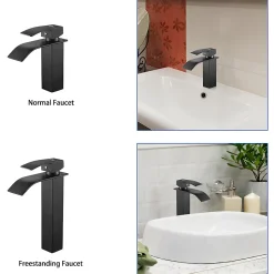 Robinet Salle de Bain Cascade Moderne, Auralum Max Mitigeur de Lavabo - Sortie Douce Sans Éclaboussures