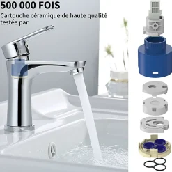 Robinet Salle de Bain Chromé Mitigeur de Lavabo à Deux Voies pour Salle de Bain Robinet Lavabo en Acier Inox