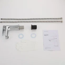 Robinet Salle de Bain Chromé Mitigeur de Lavabo à Deux Voies pour Salle de Bain Robinet Lavabo en Acier Inox