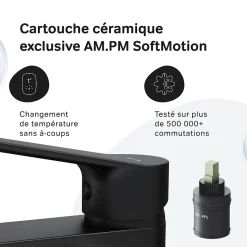 Robinet Salle de Bain Mitigeur lavabo avec bonde clic clac, Noir, taille S, FTA82122 AM.PM