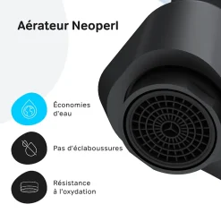Robinet Salle de Bain Mitigeur lavabo avec bonde clic clac, Noir, taille S, FTA82122 AM.PM
