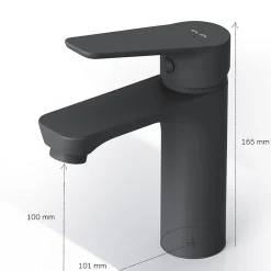 Robinet Salle de Bain Mitigeur lavabo avec bonde clic clac, Noir, taille S, FTA82122 AM.PM