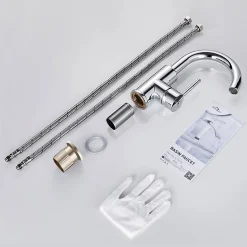 Robinet Salle de Bain Mitigeur lavabo, Auralum Max Robinet lavabo en Laiton , Froide/Chaude