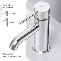 Robinet Salle de Bain Mitigeur de lavabo, Chromé, taille M, FPA02100 AM.PM