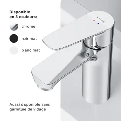 Robinet Salle de Bain Mitigeur de lavabo avec bonde clic clac, Chromé, taille S, FTA82200 AM.PM