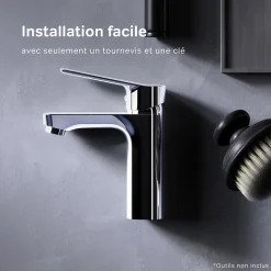 Robinet Salle de Bain Mitigeur de lavabo avec bonde clic clac, Chromé, taille S, FTA82200 AM.PM