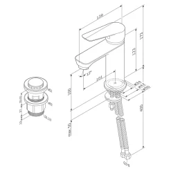 Robinet Salle de Bain Mitigeur de lavabo avec bonde clic clac, Chromé, taille S, FTA82200 AM.PM
