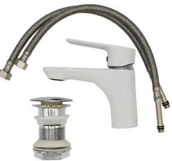 Robinet Salle De Bain Mitigeur Lavabo Blanc Monocommande Dokos