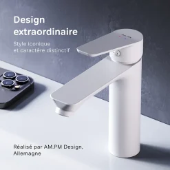 Robinet Salle de Bain Mitigeur de lavabo avec bonde clic clac, Blanc, taille S, FTA82133 AM.PM