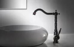 Robinet Salle De Bain Mitigeur Lavabo Haut Retro Noir Monocommande