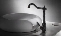 Robinet Salle De Bain Mitigeur Lavabo Haut Retro Noir Monocommande