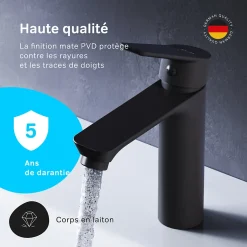 Robinet Salle de Bain Mitigeur lavabo, Noir, taille M, FTA02122 AM.PM