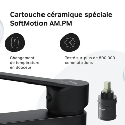 Robinet Salle de Bain Mitigeur lavabo, Noir, taille M, FTA02122 AM.PM