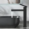 Robinet Salle de Bain Noir Mitigeur pour Vasque Haut Bec Pivotant Robinetterie de Lavabo en Acier Inox Design Moderne