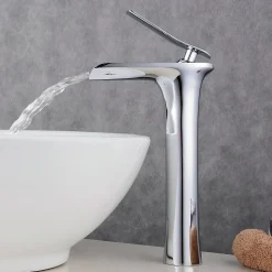 Robinet vasque jet cascade, style contemporain - Chromé