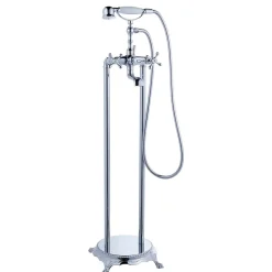 Robinetterie sur pied au sol retro Glasgow pour baignoire ilot