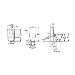 ROCA Pack WC THE GAP Round, sortie duale, cuvette sans bride et abattant double slim frein de chute déclipsable