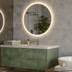 Rond Miroir Salle de Bain 80cm, Miroir led avec Tactile, Systeme Couleur DUAL LED et Fonction Anti-buée