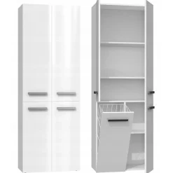 RORY - Armoire de salle de bain avec panier - Poignées minimalistes - 174x60x30 cm - Colonne de rangement