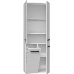 RORY - Armoire de salle de bain avec panier - Poignées minimalistes - 174x60x30 cm - Colonne de rangement