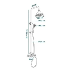 ROUSSEAU Colonne de douche avec robinet melangeur Retro - Vieux-bronze