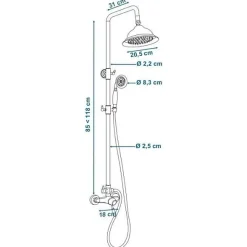 ROUSSEAU Colonne de douche avec robinet mitigeur mécanique Retro - Chromé
