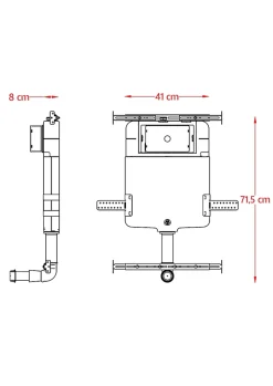 Réservoir caché compléte pour cuvette au sol avec plaque de commande en acier inoxydable double bouton