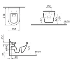 S50 Cuvette avec bride + Abattant avec frein de chute Duroplast