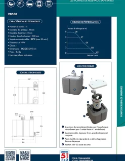 Sanibroyeur pompe de relevage intégrée pour usage intensif 4 entrées pour restaurant (bac à graisse obligatoire) WATERMATIC VD500