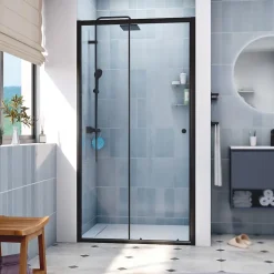 SAT PROJECT Porte de douche 110x185cm coulissante avec profilé noir mat (SATPROMUD110CT)