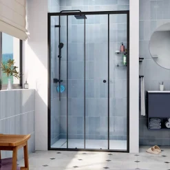 SAT PROJECT Porte de douche 120x185cm coulissante avec profilé noir mat (SATPROMUD120CT)