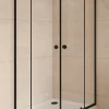 SAT PROJECT Douche quart de cercle 80x80cm coulissante avec profilé noir mat (SATPROMUS80CT)