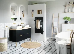 Sèche serviette électrique Sauter Asama II noir + soufflerie 1500W