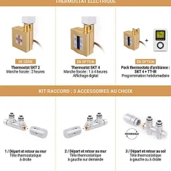 Sèche-serviette doré - (HxL) 1140x400 mm - 400 Watts - 479 Watt - ALE1140-400Z8BRA