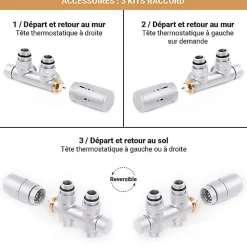 Sèche-serviette eau chaude noir de 530mm de haut et 375mm de large - 294 Watt - NEM530/375YPN