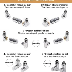 Sèche-serviette eau chaude doré de 660mm de haut et 580mm de large - 327 Watt - FIO660/580SXBRA