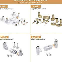 Sèche-serviette eau chaude blanc de 1240mm de haut et 450mm de large - 669 Watt - POC1240/450SXB