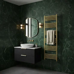 Sèche-serviette eau chaude doré de 1380mm de haut et 600mm de large - 683 Watt - FIO1380/600SXBRA