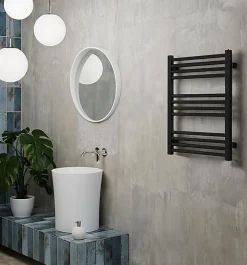 Sèche-serviette eau chaude noir de 660mm de haut et 580mm de large - 327 Watt - FIO660/580SXN