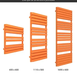 Sèche-serviette eau chaude orange de 1695mm de haut/600mm de large - 1410 Watt - WAR1695/600TSX2003