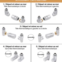 Sèche-serviette eau chaude orange de 1695mm de haut/600mm de large - 1410 Watt - WAR1695/600TSX2003