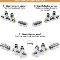 Sèche-serviette eau chaude chromé de 660mm de haut et 430mm large - 179 Watt - FIO660/430ZXCRO