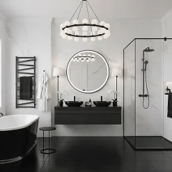 Sèche-serviette eau chaude noir de 1470mm de haut et 500mm de large - 540 Watt - VIP1470/500SXN