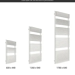 Sèche-serviette eau chaude blanc de 1260mm de haut et 640mm de large - 1173 Watt - TYT1260/640SXB